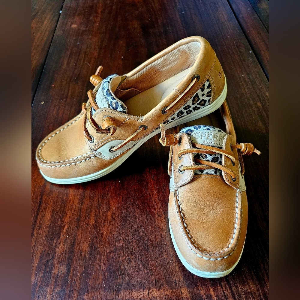 Sperry • Top Sider Songfish Animal Leather Peanut Boat Shoes • Women's 6.5